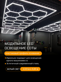 Модульное LED освещение "СОТЫ" 615W, ПЛАСТИКОВЫЙ профиль, белый свет 2.43х4.84 М фото 1