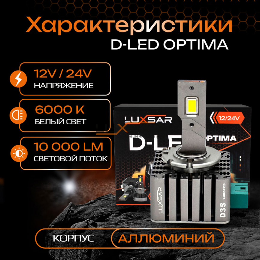 Светодиодные лампы LUXSAR D-LED OPTIMA D3S/D8S 10000LM 6000K фото 2