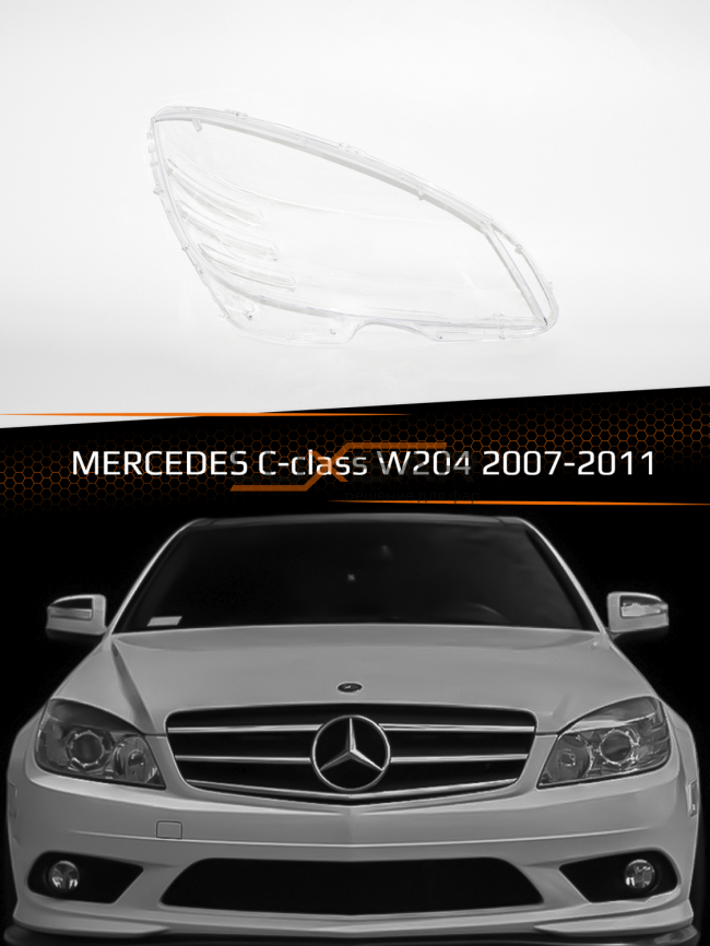 Стекло фары MERCEDES C-class W204 (2007-2011) дорестайлинг (правое) фото 1