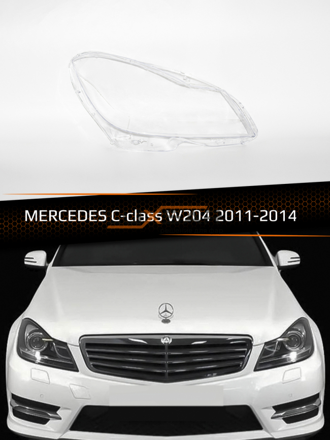 Стекло фары MERCEDES C-class W204 (2011-2014) рестайлинг (правое) фото 1