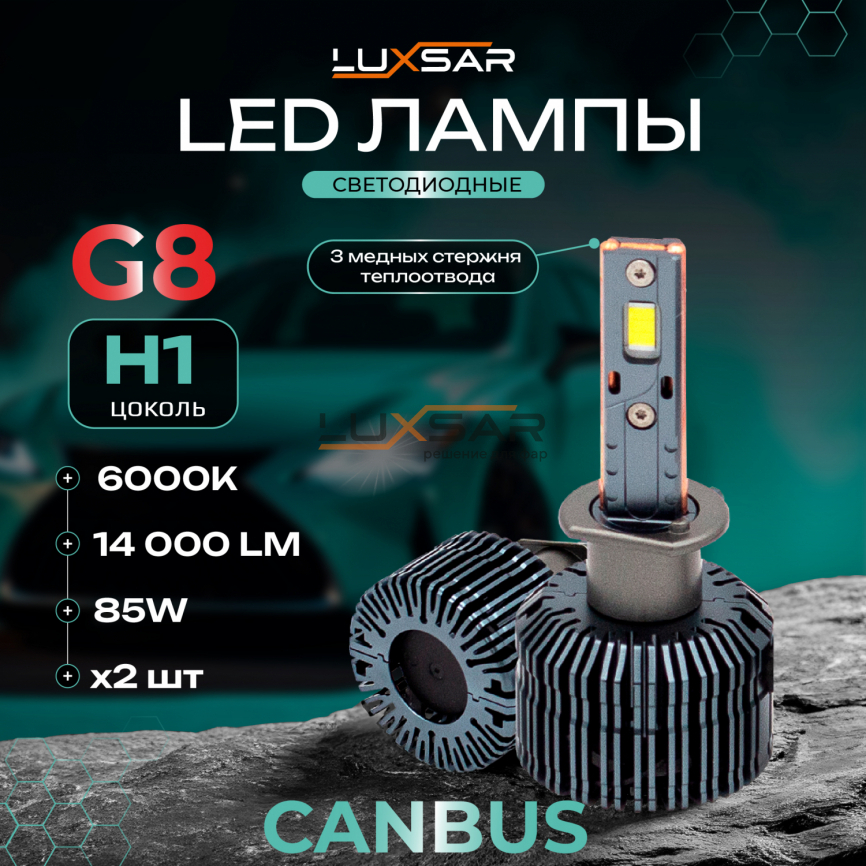 Светодиодные лампы LUXSAR G8 H1 85W (CANBUS) 6000K фото 1