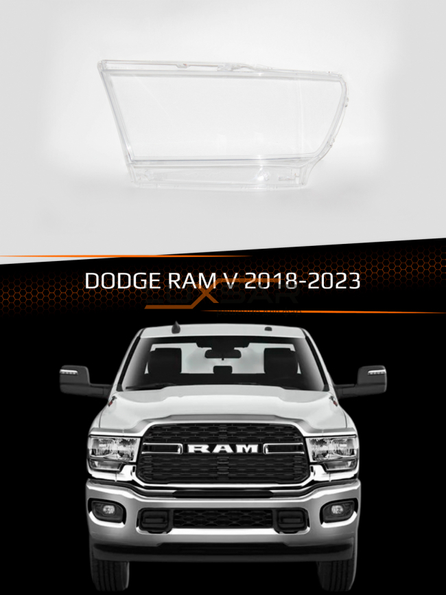 Стекло фары DODGE RAM V (2018-2023) (левое) фото 1