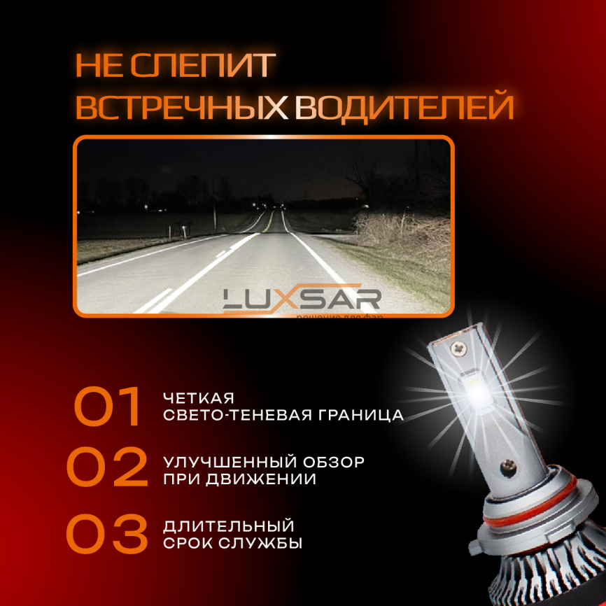 Светодиодные лампы LUXSAR G7 PRO HB4 (9006) 45W (CANBUS) 5800K фото 5