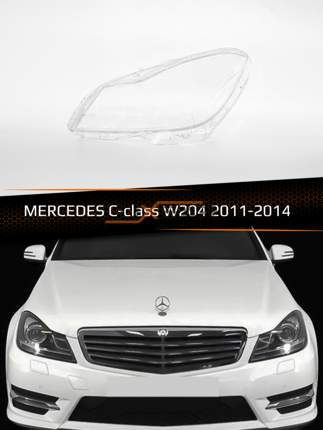 Стекло фары MERCEDES C-class W204 (2011-2014) рестайлинг (левое) фото 1