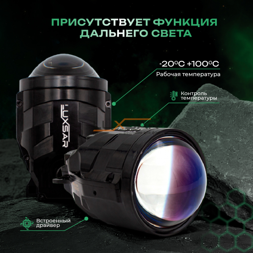 Противотуманные BI-LED линзы LUXSAR X5 PRO (креп. UNIVERSAL) 3.0 5800K (к-т 2шт.) фото 4