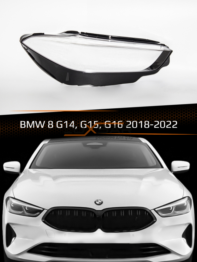 Стекло фары BMW 8 G14, G15, G16 (2018-2022) дорестайлинг (правое) фото 1