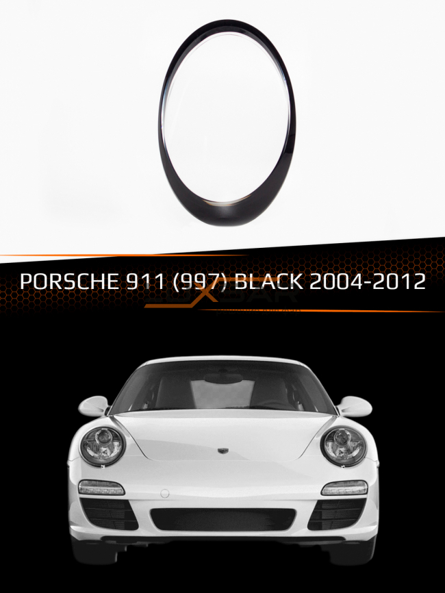 Стекло фары PORSCHE 911 (997) BLACK (2004-2012) (левое) фото 1