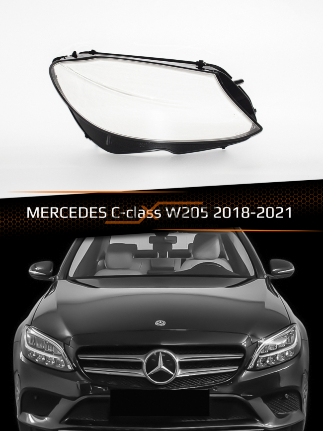 Стекло фары MERCEDES C-class W205 (2018-2021) рестайлинг (правое) фото 1