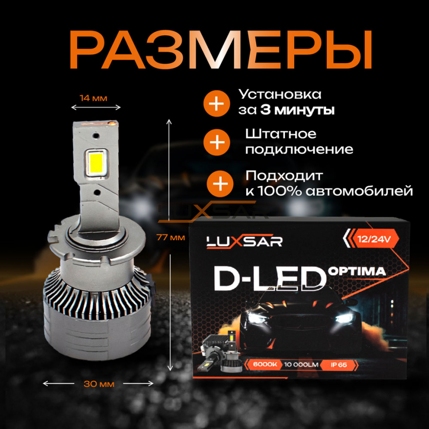 Светодиодные лампы LUXSAR D-LED OPTIMA D4S/D4R 10000LM 6000K фото 3
