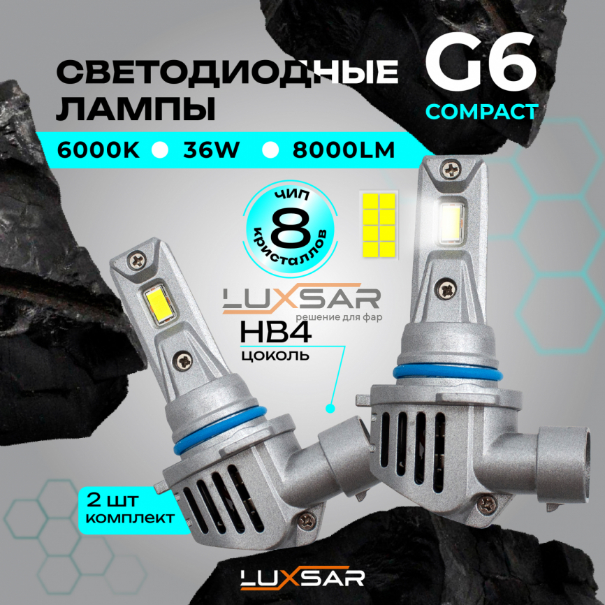 Светодиодные лампы LUXSAR G6 COMPACT HB4 (9006) 36W 6000K фото 1