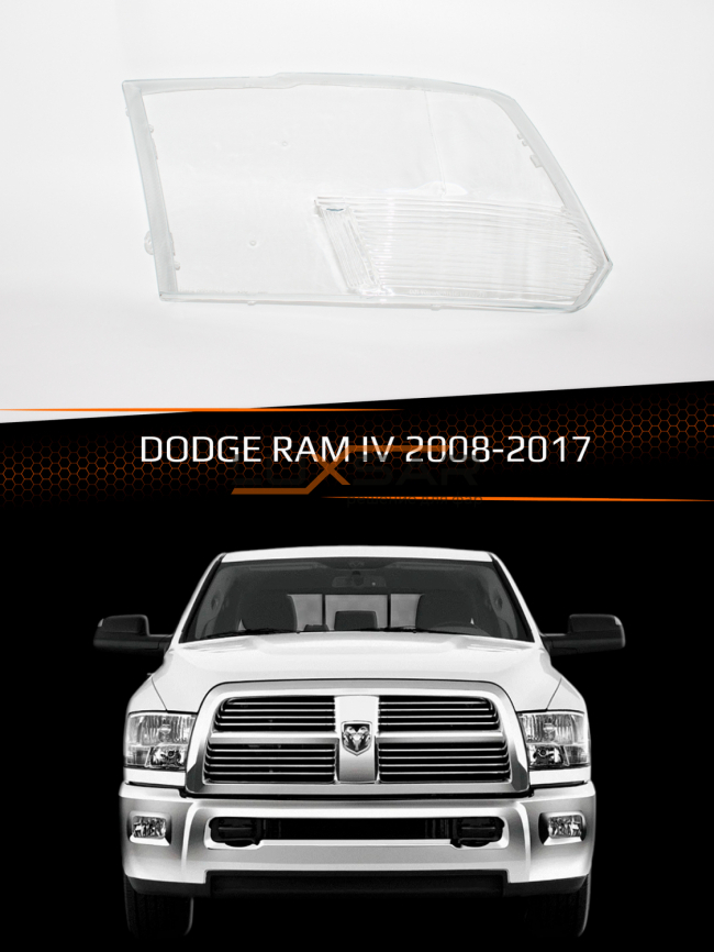 Стекло фары DODGE RAM IV (2008-2017) (левое) фото 1