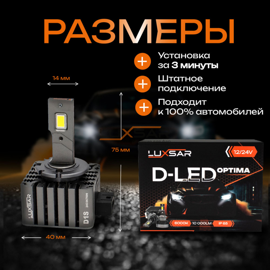 Светодиодные лампы LUXSAR D-LED OPTIMA D1S/D1R 10000LM 6000K фото 3
