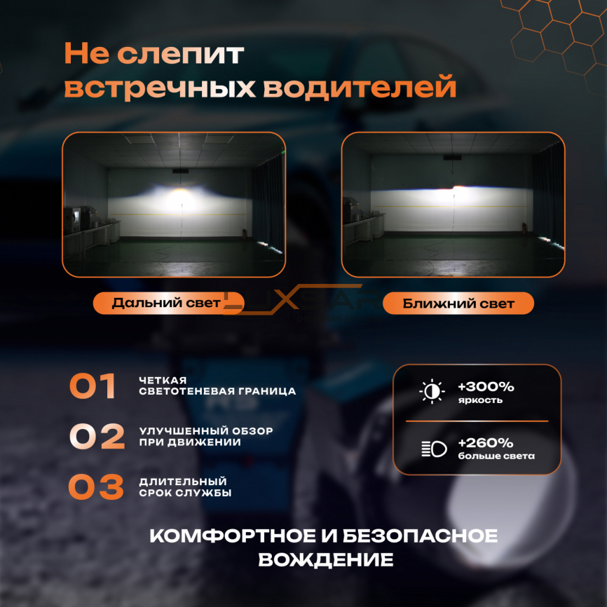 BI-LED линза LUXSAR R5 MAX 3.0 5800K 65W 2 чипа 12 кристаллов (к-т 2 шт.) фото 5