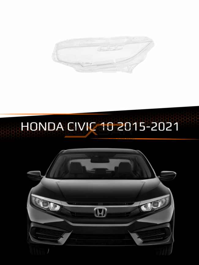 Стекло фары HONDA CIVIC 10 HALOGEN (2015-2021) (левое) фото 1