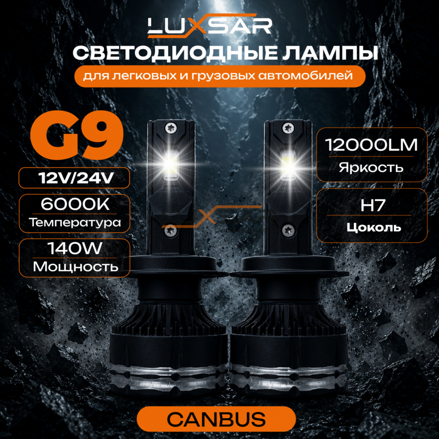 Светодиодные лампы LUXSAR G9 H7 12/24V 140W (CANBUS) 6000K фото 1
