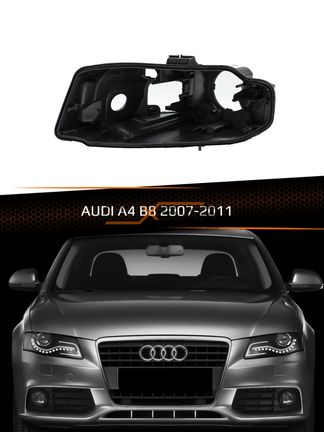 Корпус фары AUDI A4 B8 (2007-2011) КСЕНОН дорестайлинг (левый) фото 1