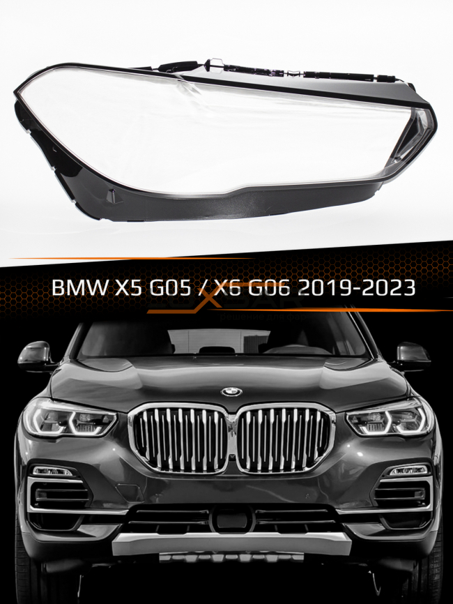 Стекло фары BMW X5 G05 / X6 G06 (2019-2023) дорестайлинг (правое) фото 1