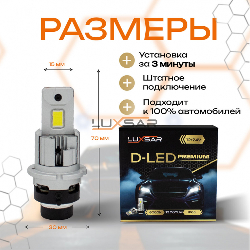 Светодиодные лампы LUXSAR D-LED PREMIUM D4S/D4R 12000LM 6000K фото 3