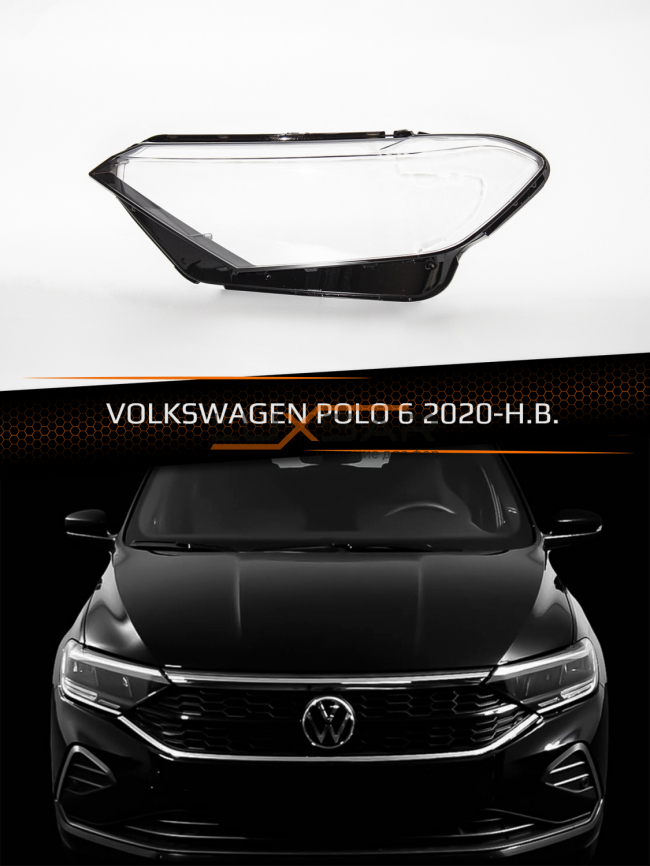 Стекло фары VOLKSWAGEN POLO 6 (2020-н.в.) (левое) фото 1